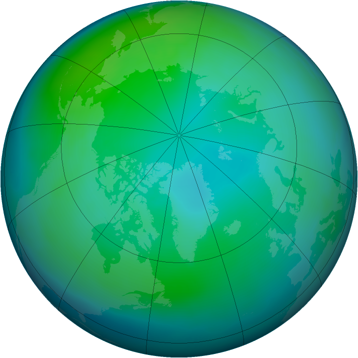 Arctic ozone map for October 2009
